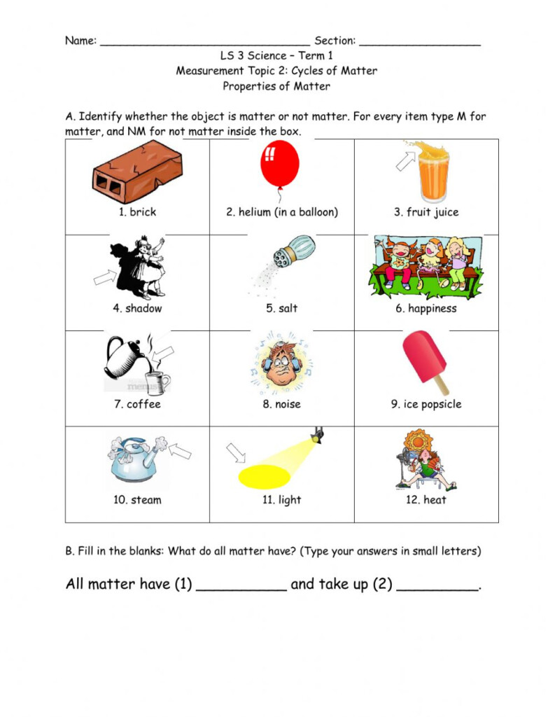 Properties Of Matter 2 Worksheet