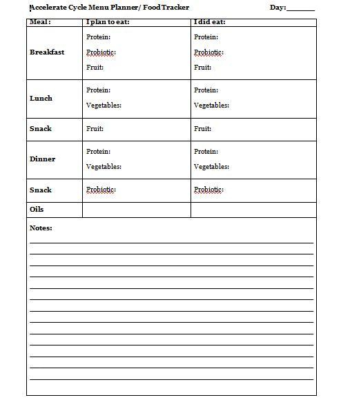 17 Day Diet Accelerate Cycle Worksheet CycleWorksheet