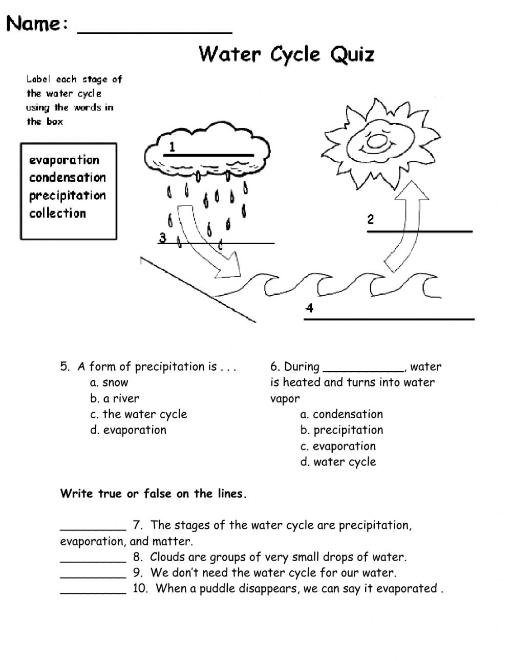 Water Cycle Interactive Activity For Grade 2 Water Cycle Interactive Activity For Grade 2