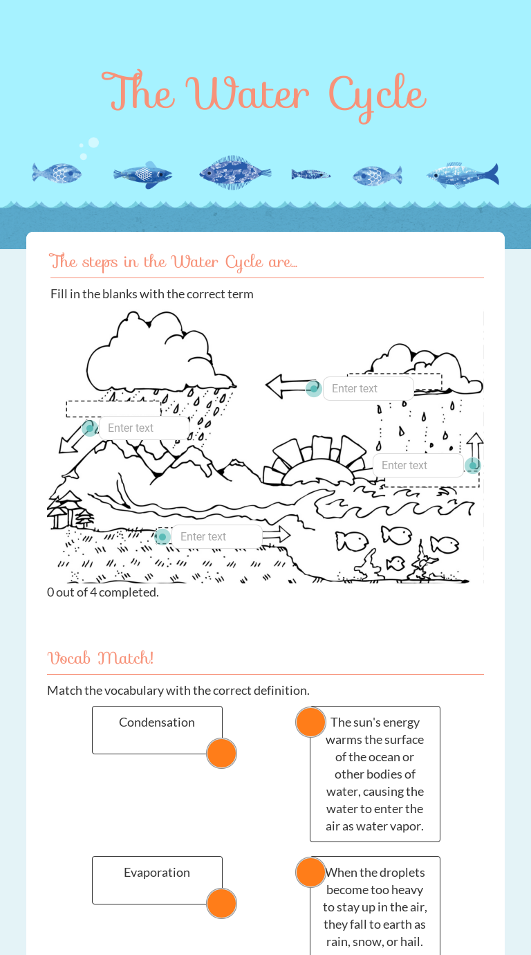 Wizer Me Blended Worksheet The Water Cycle Water Cycle Blends Wizer Me Blended Worksheet The Water Cycle Water Cycle Blends